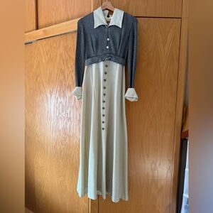 Vintage Lurex Black and Cream Women's gown